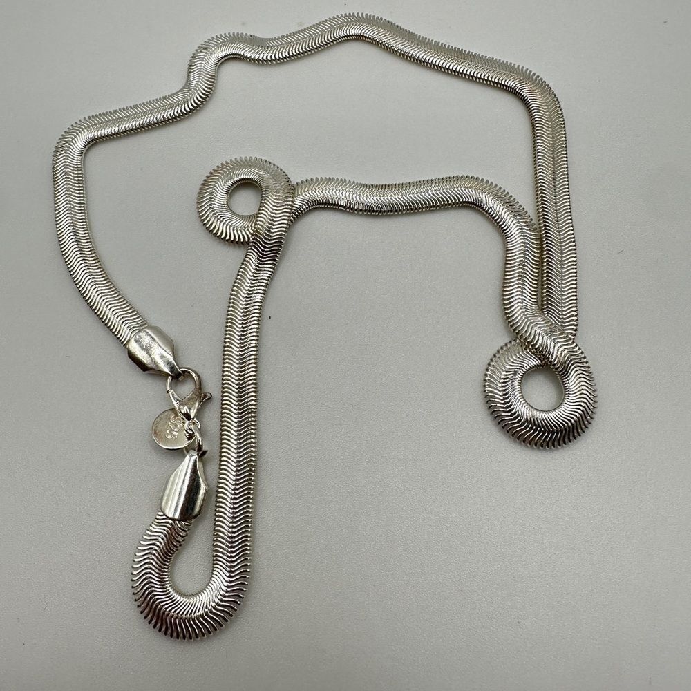 NWOT Silver plated, 19” snake‎ bone chain, 7mm thick